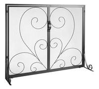 VEVOR Pare-feu de Cheminée 2 Panneaux Grille de Protection de Cheminée Fer 99x80,2 cm Robuste avec Porte Pare-étincelles Autoportant Installation Simple pour Salon Décoration d'Intérieur Vintage, Noir