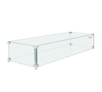 VEVOR Pare-vent pour Foyer à Gaz, 965x267x152 mm Pare-vent en Verre Trempé pour Brasero Écran de Protection Rectangulaire Pare-flamme Coupe-vent Stable Épaisseur 8 mm avec Support de Coin Dur et Pieds