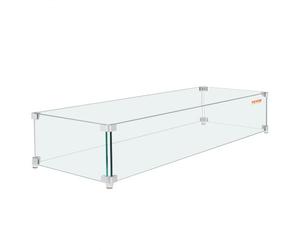 VEVOR Pare-vent pour Foyer à Gaz, 965x267x152 mm Pare-vent en Verre Trempé pour Brasero Écran de Protection Rectangulaire Pare-flamme Coupe-vent Stable Épaisseur 8 mm avec Support de Coin Dur et Pieds