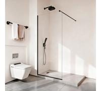 VEVOR Paroi de Douche Fixe 86,4x187 cm, Pare Douche Semi-encadré, Écran pour Salle de Bain, en Verre Trempé Transparent de 8 mm d'Épaisseur, avec Joint d'Étanchéité Inférieur et Quincaillerie