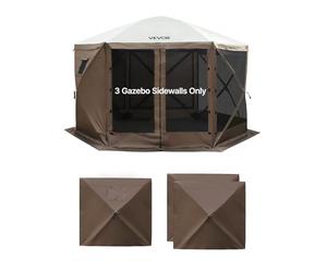 VEVOR Paroi Latérale de Tonnelle 1,73x1,48 m Panneau Latéral de Tente Tonnelle Lot de 3 pour Événements Stands Vendeur, Couche Imperméable, Coupe-Vent et Pare-Soleil, avec Fenêtre sur Un Côté, Marron