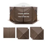 VEVOR Paroi Latérale de Tonnelle 1,73x1,48 m Panneau Latéral de Tente Tonnelle Lot de 6 pour Événements Stands Vendeur, Imperméable, Coupe-Vent et Pare-Soleil, avec 1 Porte zippée, 2 Fenêtres, Marron