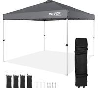 VEVOR Pavillon 304,8x304,8x320cm Tente de jardin 250DPolyuréthanetissu enduit argent Pavillon pliant y compris sac de rangement Tente de réception 6-8 personnes Pop up Tente pliante Pavillon de jardin