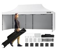 VEVOR Pavillon 304,8x609,6x320cm Tente de jardin 500DPolyuréthanetissu argenté Pavillon pliable réglable en hauteur avec sac de rangement Tente de réception 12-16 personnes Pop up Tente Pavillon de ja