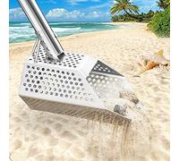 VEVOR Pelle à Sable pour Détection des Métaux 15x25 cm Pelle à Sable Détecteur de Métaux Acier Inoxydable Pelle Tamis Détection Léger avec 1 Manche 127 cm Trou Rond 10 mm Creusage Chasse au Trésor Or