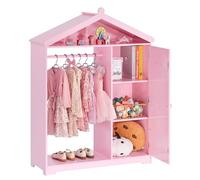 VEVOR, armoire pour enfants de 85x31x113,5 cm, garde-robe pour enfants avec miroir, barre de suspension, étagères, armoire de déguisement en MDF avec porte pour filles, armoire pour enfants pour costu
