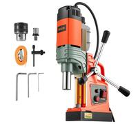 VEVOR Perceuse Magnétique 1350 W, Perceuse à Colonne Portable, Force 12500 N, Vitesse 0-800 tr/min, Diamètre d'Alésage de 50 mm, avec Tige Weldon, pour Surfaces Métalliques, Travaux de Rénovation
