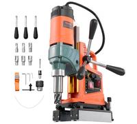 VEVOR Perceuse Magnétique 1400 W, Perceuse à Colonne 10000 N, Diamètre d'Alésage 50 mm, Vitesse 0-850 tr/min, Sens de Rotation Réversible, 6 Forets, pour Surfaces Métalliques, Rénovation Résidentielle