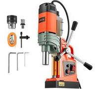 VEVOR Perceuse Magnétique 1350 W, Perceuse à Colonne Portable, Force 12500 N, Vitesse 0-800 tr/min, Diamètre d'Alésage de 50 mm, avec Tige Weldon, pour Surfaces Métalliques, Travaux de Rénovation