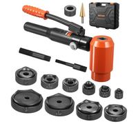 VEVOR Perforatrice Hydraulique 15 T, Kit de Perforation Hydraulique avec 10 Poinçons 12,7-101,6 mm, Outil de Poinçonnage pour Métal Inox Aluminium Plastique, Atelier Chantier Installation Électrique