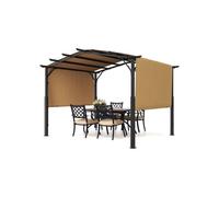 VEVOR Pergola Arquée Rétractable, 3650x3048 mm, Pergola Extérieur à Toit Arqué en Métal avec Auvent Pare-soleil, Grand Abri Ombragé de Patio Robuste, pour Terrasse, Arrière-cour, Jardin, Bord Piscine