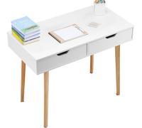 VEVOR petit bureau avec 2 tiroirs pour chambre à coucher, table de travail simple en bois pour dessiner, lire