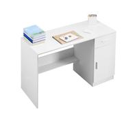 VEVOR Petit bureau avec tiroir pour chambre à coucher, table d'étude simple en bois pour dessiner, lire et écrire, bureau d'ordinateur en MDF avec rangement et étagère réglable, pour maison, blanc