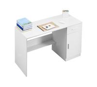VEVOR Petit bureau avec tiroir pour chambre à coucher, table d'étude simple en bois pour dessiner, lire et écrire, bureau d'ordinateur en MDF avec rangement et étagère réglable, pour maison, blanc