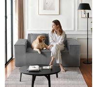 VEVOR Petit Canapé 2 Places, Causeuse de Salon de 160 cm, en Velours Côtelé, avec Ressorts Ensachés, Coussins Moelleux et Siège Confortable, Meuble pour Chambre Maison, Bureau ou Appartement, Gris
