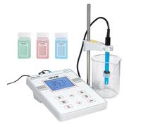 VEVOR pH Mètre de Table 0-14 pH, Kit de Test Laboratoire, Écran Rétroéclairé, Solutions d'Étalonnage, Adaptateur Secteur, Capacité de Stockage de 50 Mesures, pour Analyse de Température et de l'Eau