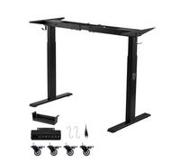 VEVOR Pied Bureau Assis Debout Double Moteur, Cadre Bureau Assis Debout Électrique Réglable en Hauteur 70-117 cm pour Poste de travail et Maison, avec 4 Mémoires, Longueur Extensible 104-160 cm, Noir