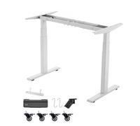 VEVOR Pied Bureau Assis Debout Double Moteur, Cadre Bureau Assis Debout Électrique Réglable en Hauteur 60-125 cm pour Maison et Poste de travail, avec 3 Mémoires, Longueur Extensible 100-180 cm, Blanc