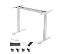 VEVOR Pied Bureau Assis Debout Double Moteur, Cadre Bureau Assis Debout Électrique Réglable en Hauteur 60-125 cm pour Maison et Poste de travail, avec 3 Mémoires, Longueur Extensible 100-180 cm, Blanc