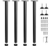VEVOR Pied de Table 4PCS Pieds de Bureau Réglables 711,2 cm en Acier Massif Capacité de Charge 544 kg Installation Rapide Pieds de Meubles Noirs Robustes pour Bricolage Maison Bureau Salle à Manger