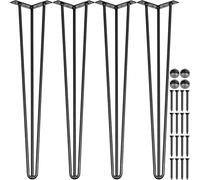 VEVOR Pieds de Table de 28", Ensemble de Pieds de Table 4 PCS, Pieds Épingle À Cheveux Acier avec 3 Tiges Robustes, Pieds de Meubles Noirs pour Créer Table