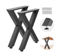 VEVOR Pieds de table en acier 750x600 mm, cadre robuste 1000 kg, lot de 2, noir