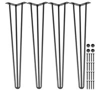 VEVOR Pieds de Table en Épingle à Cheveux, 4 PCS Ensemble de Pieds de Table en Épingle, 66 cm Pieds En Épingle À Cheveux En Acier avec 3 Tiges Robustes, Noirs Pieds de Meubles pour Créer Table Basse