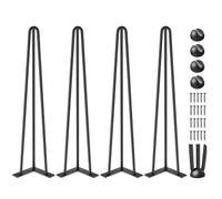 VEVOR Pieds de Table en Épingle à Cheveux de 20 Pouces, Ensemble de Pieds de Table en Épingle 4 PC, Pieds en Épingle À Cheveux en Acier avec 3 Tiges Robustes, Pieds de Meubles Noirs pour Créer Table