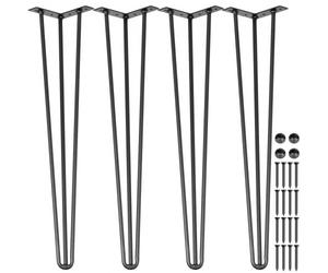 VEVOR Pieds de table en épingle à cheveux de 61 cm Ensemble de pieds de table en épingles 4 Pc Pieds de table en épingle à cheveux en acier avec 3 Tiges