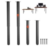 VEVOR Pieds de Table Réglables en Hauteur 610-1016 mm Lot de 4, Pieds de Bureau, Tubes Carrés en Acier au Carbone, Charge Max. 544 kg pour Bureau, Table à Manger, Établi et Table de Bar, DIY, Noir
