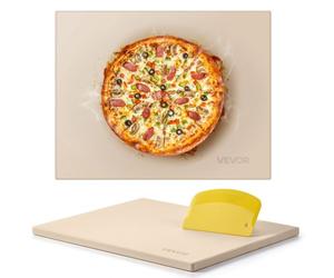 VEVOR Pierre à pizza rectangulaire en cordiérite de 38 x 30 cm, pierre de cuisson extra large avec grattoir en PP, résistante à la chaleur de 1,5 cm d'épaisseur, pour four, cuisson du pain, barbecue