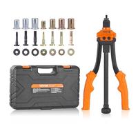 VEVOR Pince à Écrous à Sertir Kit de Riveteuse 7 Mandrins Métriques et SAE | Pince à Insert Fileté Manuelle, 70 Écrous, 10-24, 1/4-20, M6, 5/16-18, M8, 3/8-16 et M10, Mallette, Bricolage, Réparations