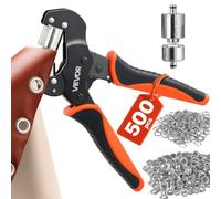 VEVOR Pince à Œillets 12 mm Kit d'Outils Œillets Rondelles Argentés 500 Pcs | avec Emporte-pièce, Bloc, Outil de Perforation Manuelle pour Cuir, Bâches, Chaussures, Tissus et DIY loisirs créatifs