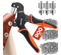 VEVOR Pince à Œillets 8 mm/10 mm/12 mm Kit d'Outils à Œillet 900 Pcs, avec Œillets et Rondelles Métalliques, Emporte-pièces, Blocs, Perforation pour Cuir, Bâches, Chaussures, Tissus et DIY Loisirs