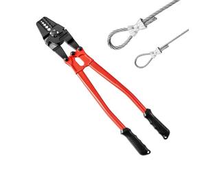 VEVOR Pince à Sertir 60,96 cm Pince Coupe Câble Acier Allié Pince à Sertir 5 Rainures pour Manchon 1/16'' 3/32'' 1/8'' 5/32"et 3/16"