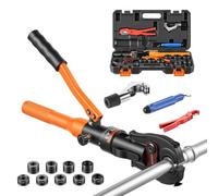 VEVOR Pince à Sertir Hydraulique à 9 Mâchoires Sertisseuse Multicouche TH16 TH20 TH26 TH32, V12 V15 V18 V22 V28, pour Tubes PEX/Aluminium-Plastique/Acier Inox/Cuivre, avec Mallette de Transport