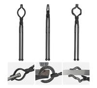 VEVOR Pince de Forge 3PCs Tenailles de Forge 46 cm en V en Gueule de Loup et en ZV Construction Durable en Acier au Carbone Long Manche Bonne Prise Opération Plus Sûre Matériels de Base pour Forgeron
