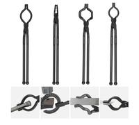 VEVOR Pince de Forge 4PCs Tenailles de Forge 46 cm en V en Gueule de Loup en ZV et Pince de Préhension en Acier au Carbone Long Manche Bonne Prise Opération Plus Sûre Matériels de Base pour Forgeron