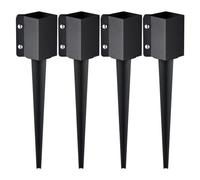 VEVOR Piquet d'ancrage pour poteau de clôture,4 pcs, support de poteau en métal enduit de poudre noire, extérieur 610 x 113 x 113 mm (intérieur 89 x 89 mm) pour boîte aux lettres et barre de jardin