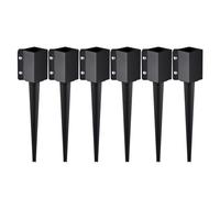VEVOR Piquet d'ancrage pour poteau de clôture, 6 pcs, piquet de poteau en métal enduit de poudre noire, extérieur 610 x 113 x 113 mm (intérieur 89 x 89 mm) pour boîte aux lettres et barre de jardin