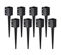 VEVOR Piquet d'ancrage pour poteau de clôture,8 pcs, support de poteau en métal enduit de poudre noire, extérieur 610 x 113 x 113 mm (intérieur 89 x 89 mm) pour boîte aux lettres et barre de jardin