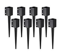 VEVOR Piquet d'ancrage pour poteau de clôture,8 pcs, support de poteau en métal enduit de poudre noire, extérieur 610 x 113 x 113 mm (intérieur 89 x 89 mm) pour boîte aux lettres et barre de jardin