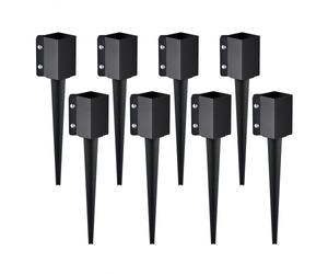 VEVOR Piquet d'ancrage pour poteau de clôture,8 pcs, support de poteau en métal enduit de poudre noire, extérieur 610 x 113 x 113 mm (intérieur 89 x 89 mm) pour boîte aux lettres et barre de jardin