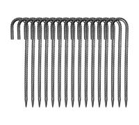 VEVOR Piquets d'Armature 40,6 cm Piquets d'ancrage au Sol Crochet J Robuste en Acier Galvanisé, Lot de 16, Ancres de Sol Diamètre 10 mm, avec Pointe Biseautée, pour Jardin, Clôtures, Tentes Camping