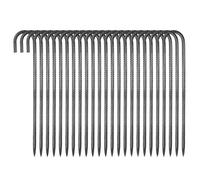 VEVOR Piquets d'Armature 40,6 cm Piquets d'Ancrage au Sol Crochet J Robuste en Acier Galvanisé, Lot de 24, Ancres de Sol Diamètre 10 mm, avec Pointe Biseautée, pour Jardin, Clôtures, Tentes Camping
