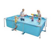 VEVOR Piscine Hors Sol à Cadre Métallique, 3 x 2 x 0,76 m, Grande Piscine Familiale Rectangulaire PVC, Structure Acier, Capacité Eau 3959 L, avec Système Drainage Débit Contrôlé, pour Extérieur, Bleu