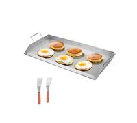 VEVOR Plaque de cuisson en acier inox, plaque de four rectangulaire universelle à dessus plat, 809 x 370 mm, batterie de cuisine familiale portable à gaz avec poignée, pour camping, fête de talonnage