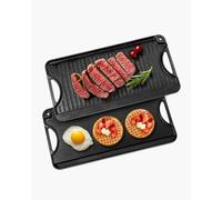 VEVOR Plaque de cuisson réversible en fonte 492x218 mm pré-assaisonnée avec poignée – Noir