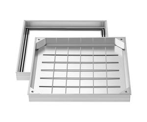 VEVOR Plaque d'Égout avec Cadre 50x50 cm, Couvercle de Regard Encastré Invisible, pour Inspection de Drainage Bouche d'Égout Trottoir Jardin, Couvercle de Fosse Septique Carré, en Alliage d'Aluminium