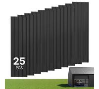 VEVOR Plaques de Toit Métalliques 1540x426 mm, Lot de 25, Tôles de Toiture Trapézoïdales en Acier Galvanisé, pour Abri de Jardin, Abri Voiture, Poulailler, Auvent et Étable, avec Vis et Gants, Noir